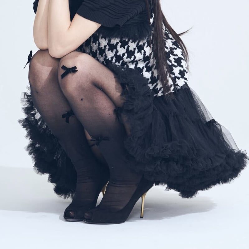 Nodress ベロア リボン タイツ パープル ブラック Nodress ベロア リボン タイツ パープル ブラック