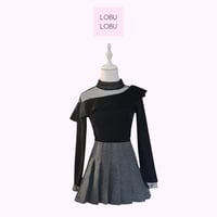 dot tulle frill knit
