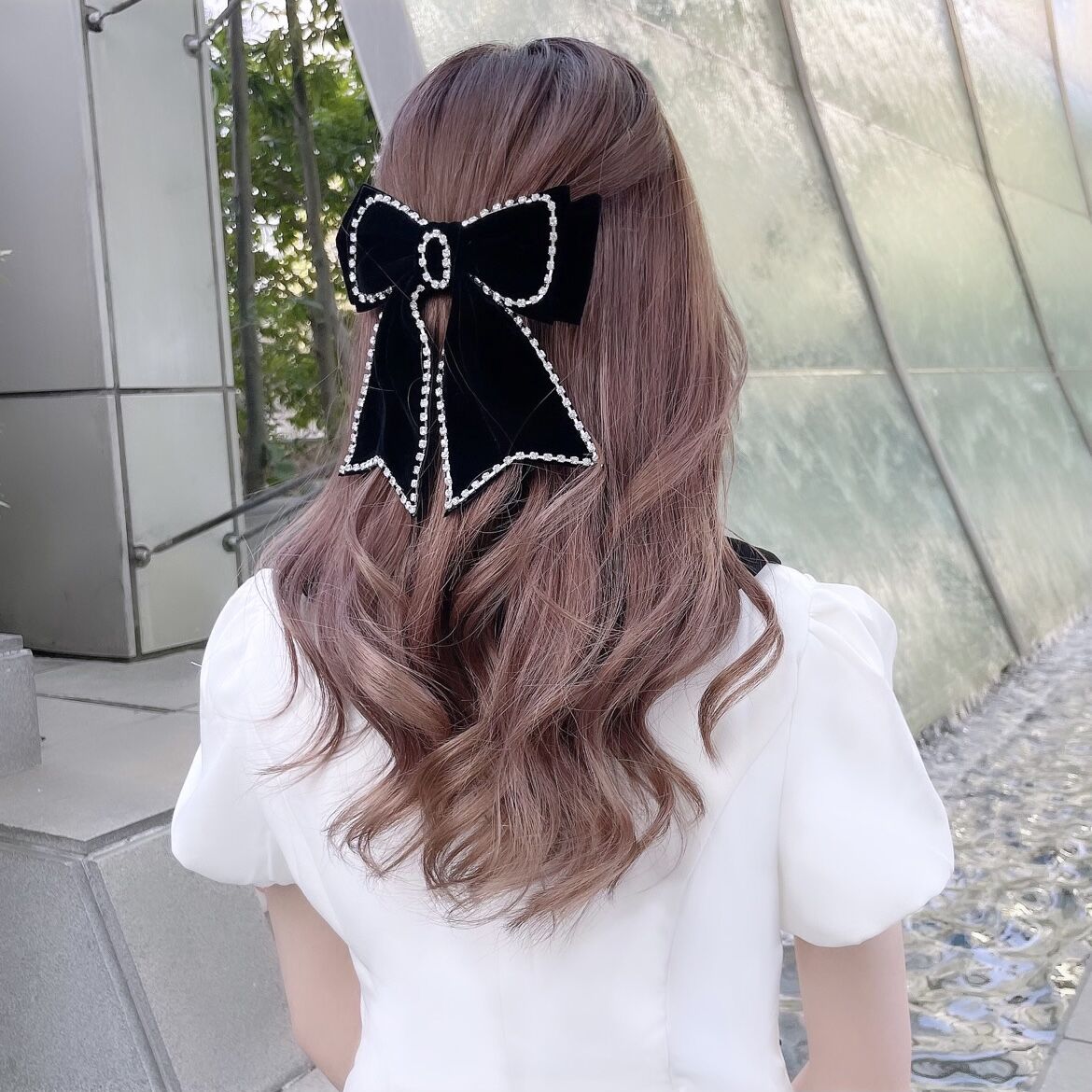 ヘアアクセサリー thevirgins velvet ribbon barrette ヘア