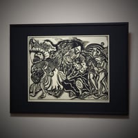 竹田鎭三郎「メキシコのカーニバル」木版 1974年 E.P  200部制作 本人サイン