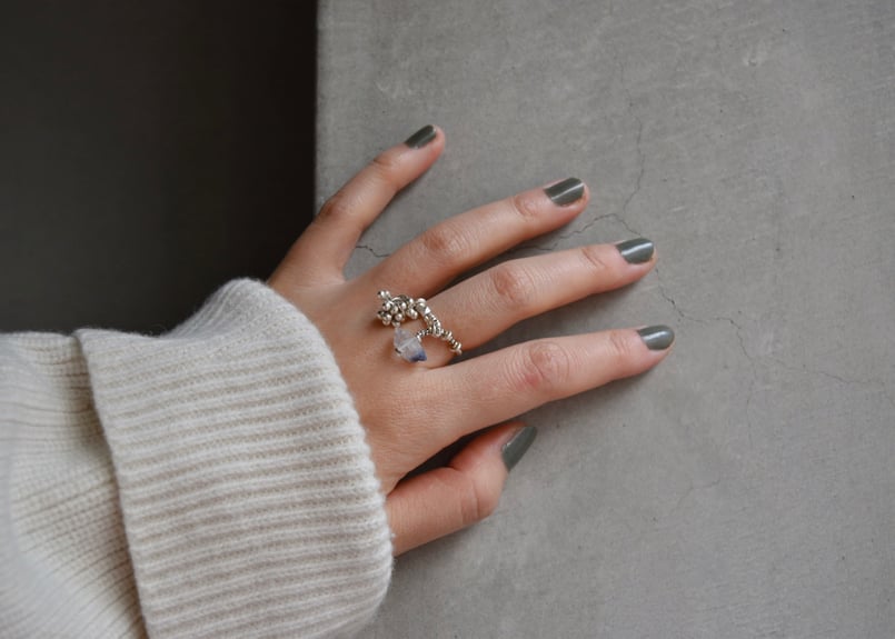 デュモルチェライトinクォーツとカレンシルバーの一点ものリング【B