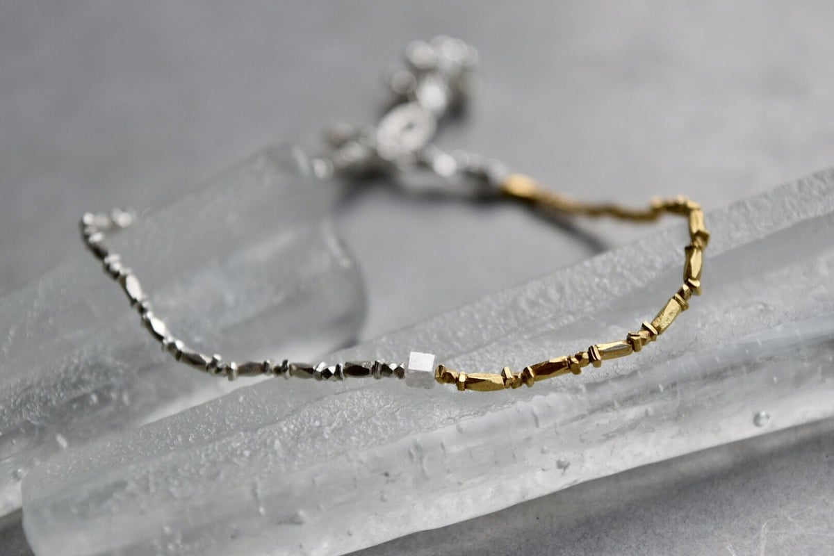 新品未使用　カレンシルバー　ブレスレット　17センチ ダイヤモンドとカレンシルバーのツートンブレスレット 17cm