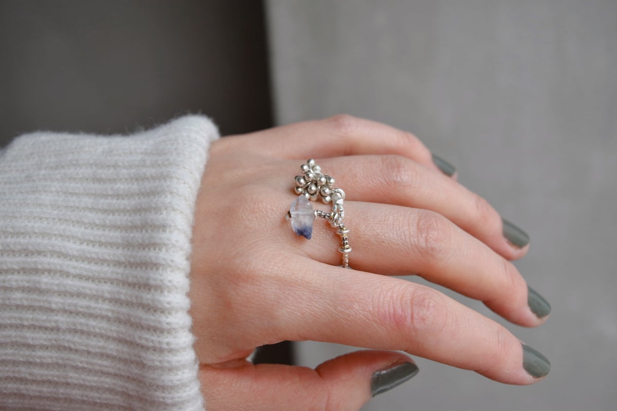 天然石 リング デュモルチエライトインクォーツ シルバー925