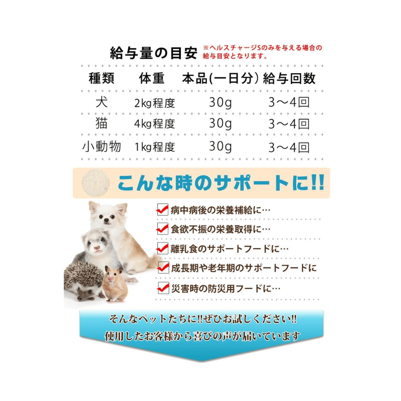 ヘルスチャージS高栄養フード パウダータイプ50g | KOBEZOOM通販サイト