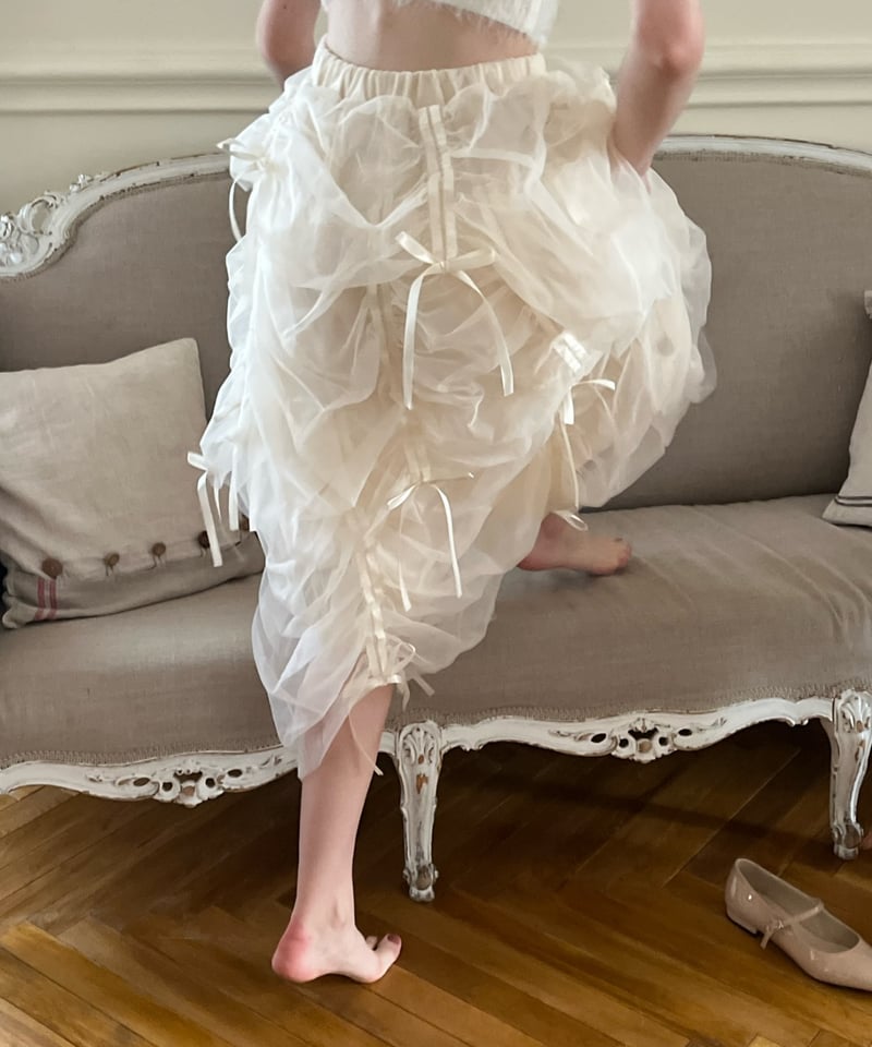 Ballerina” drawstring ribbon skirt (ivory) | T Ballerina” drawstring ribbon skirt (ivory) | T
