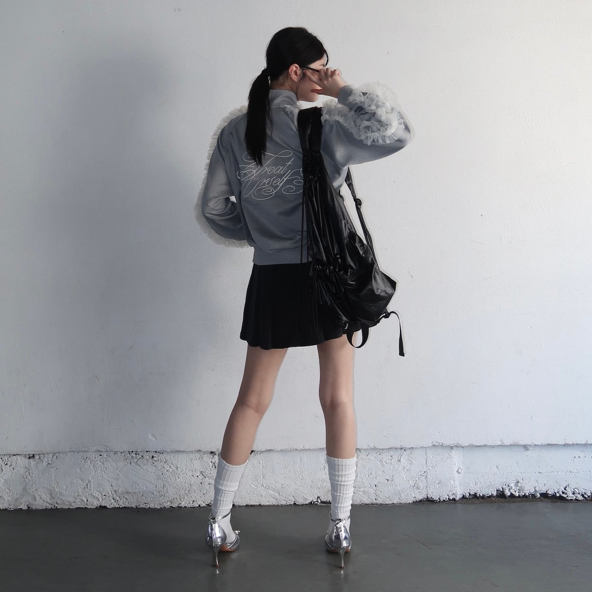 Treat Ürself チュールフリルジャージ グレー Treat Girl's tulle frill jersey(gray) | Treat ü