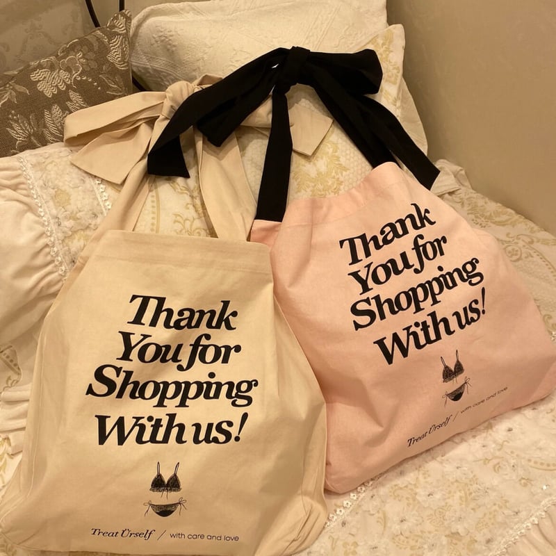 ribbon lingerie tote bag(pink) | Treat ürself