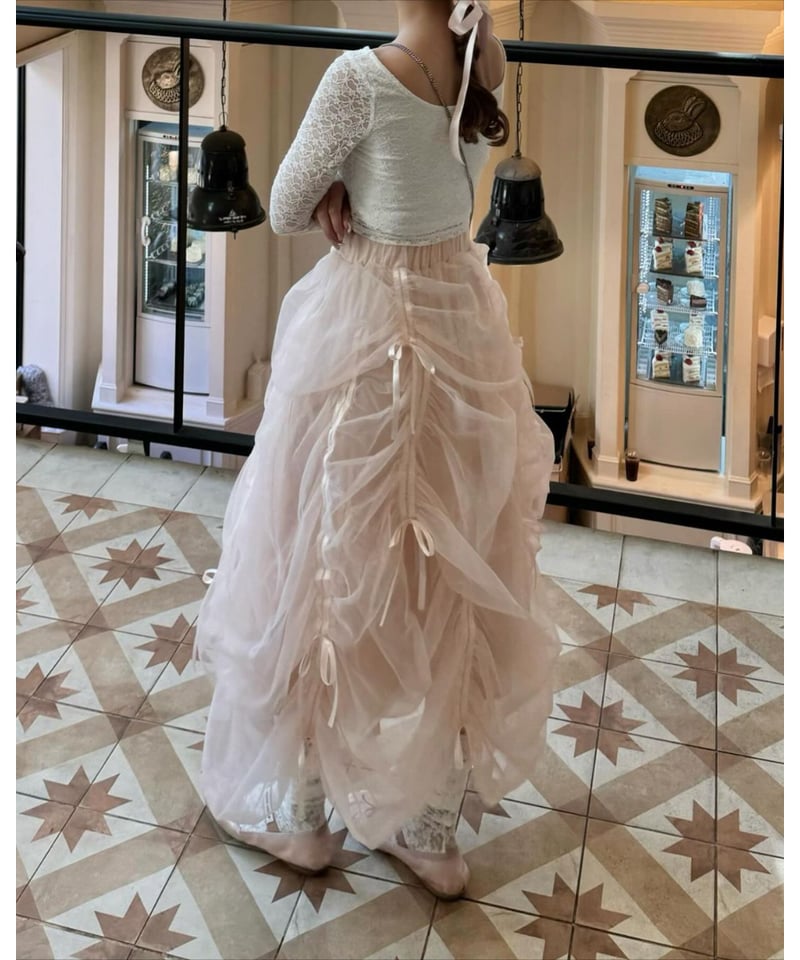 Ballerina” drawstring ribbon skirt (pink) | Tr