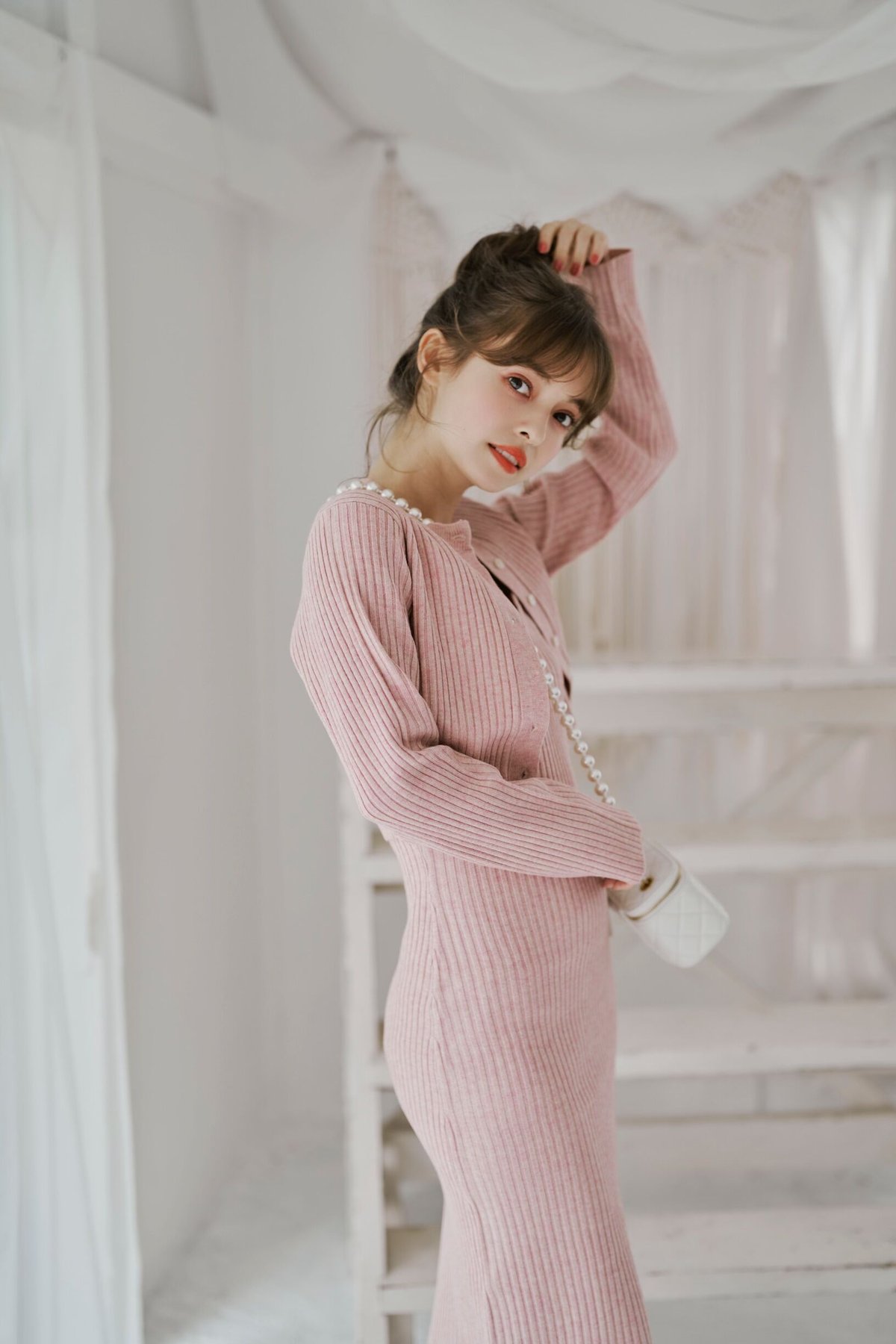 lady knit cami onepiece&cardigan(pink) | Treat ...