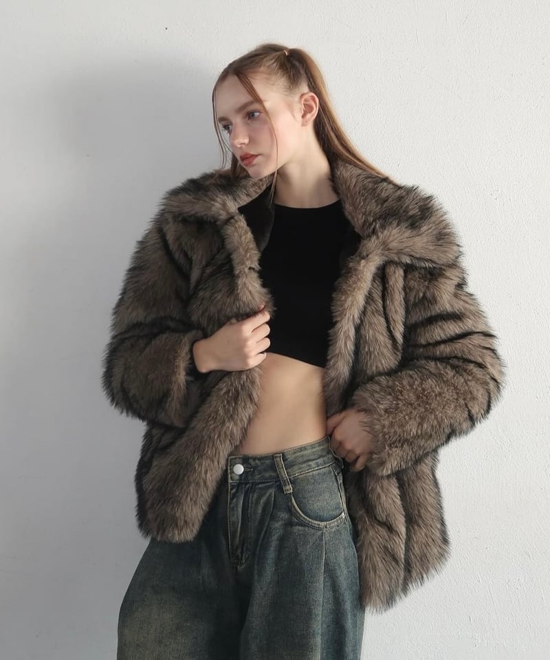 treat ürself fur short down jacket Treat Urself】fur short down jacket