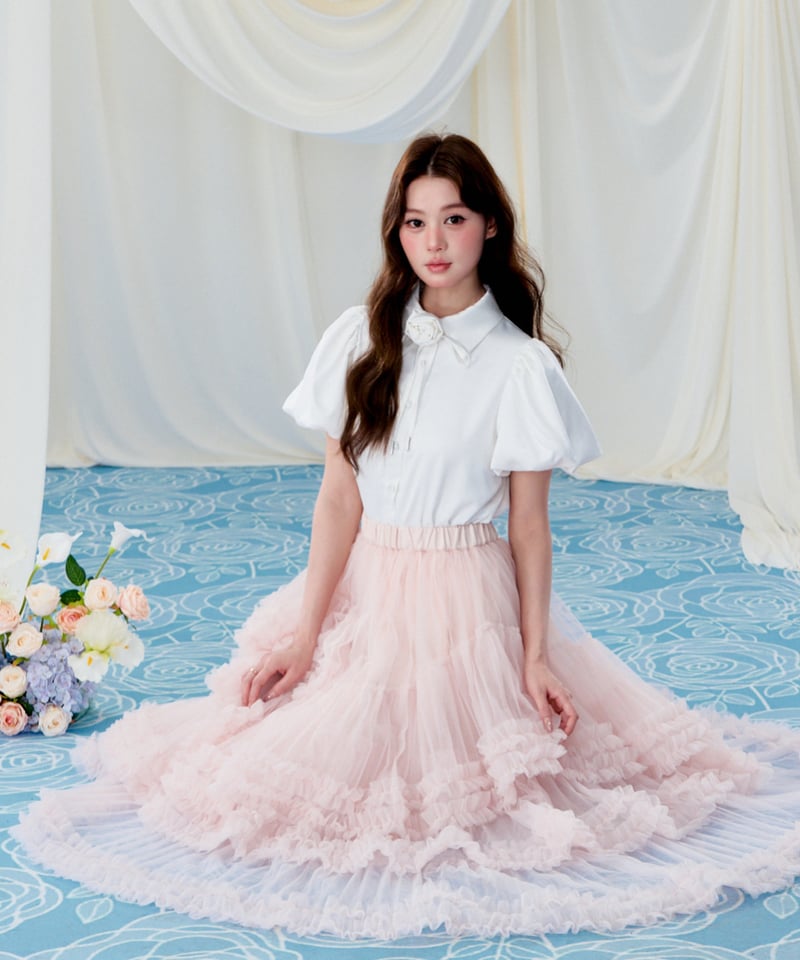 5月上旬配送】”Ballerina” blooming tulle skirt(pink) 5月上旬配送】”Ballerina” blooming tulle skirt(pink)