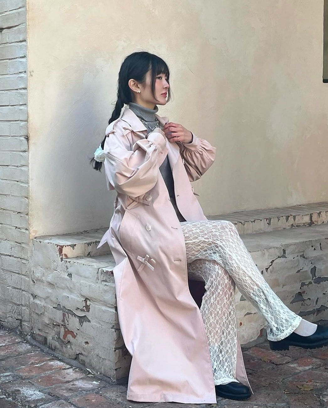 Girly ribbon trench coat treat urself