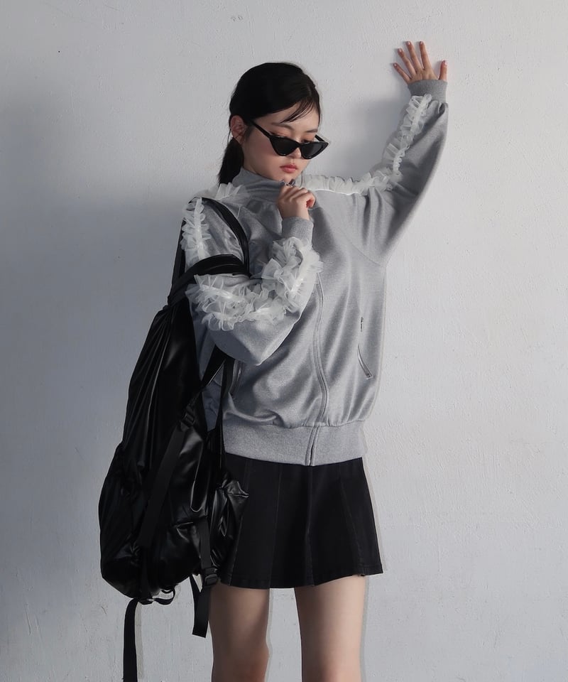 Treat Girl's tulle frill jersey(gray) | Treat ü Treat Girl's tulle frill jersey(gray) | Treat ü