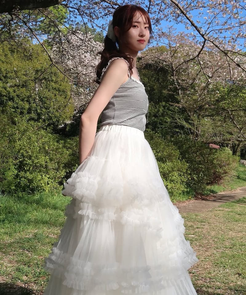 5月上旬配送】”Ballerina” blooming tulle skirt(white