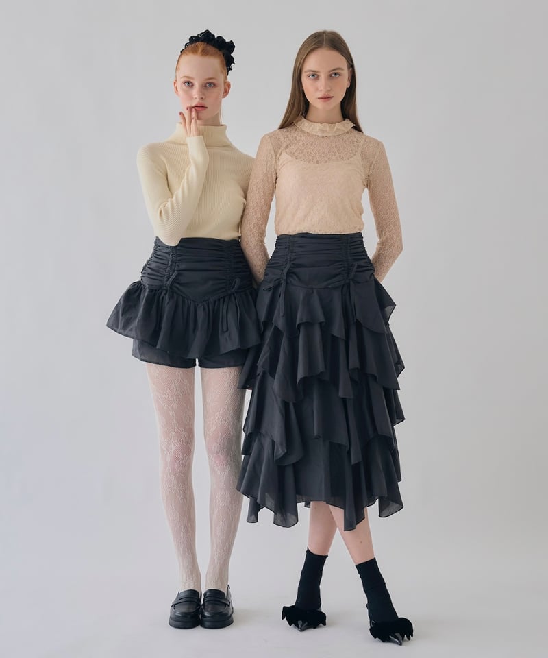 drawstring ribbon tiered skirt pants | Treat ür drawstring ribbon tiered skirt pants | Treat ür