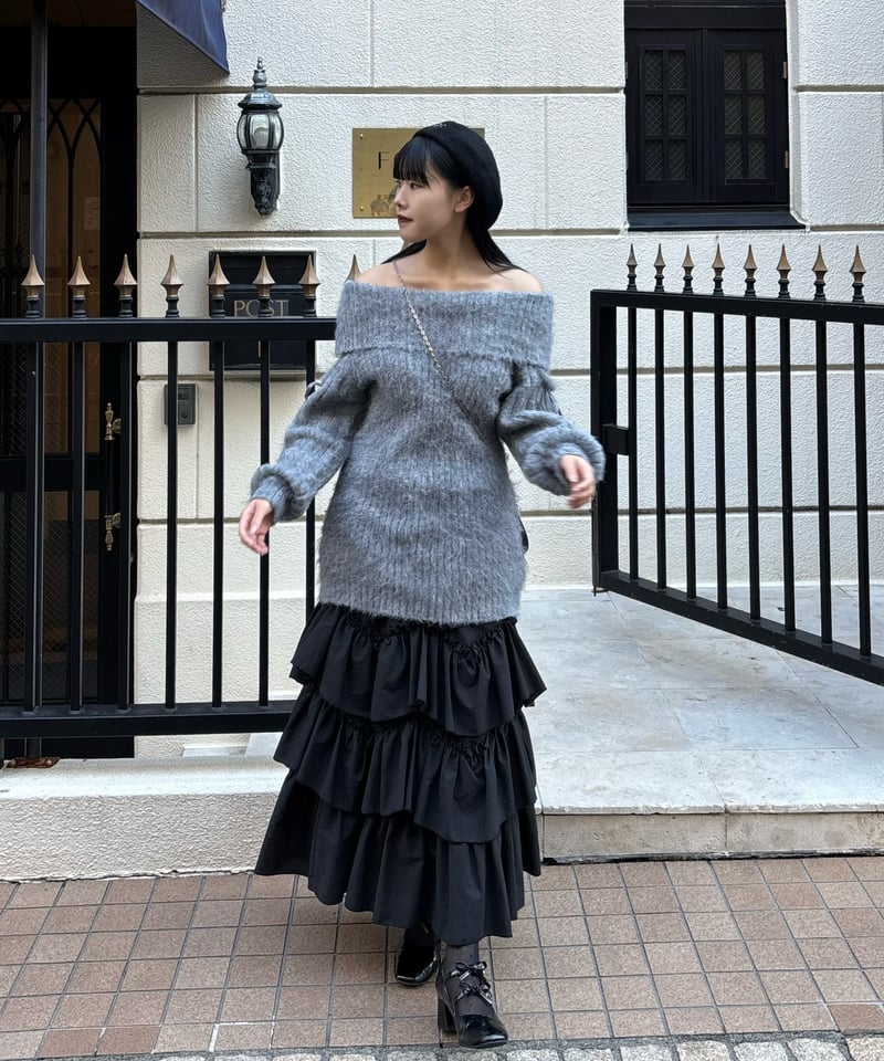 threat sleeve ribbon knit one-piece | Treat ürself 