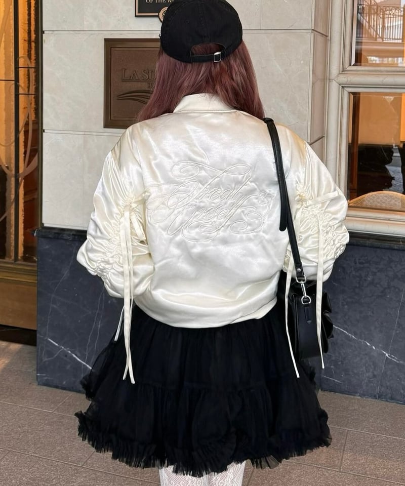 treat urself Girly ribbon MA-1 ivory