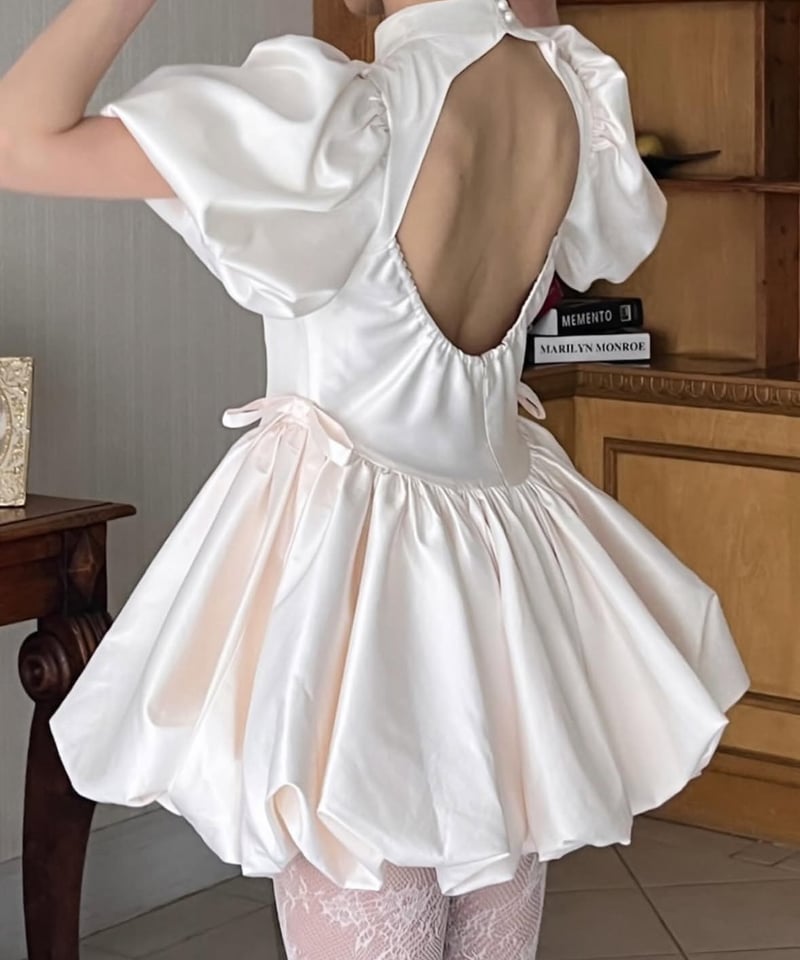 satin balloon peplum mini one-piece | Treat ürself satin balloon peplum mini one-piece | Treat ürself
