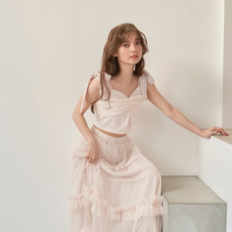 Ballerina” ribbon tulle bustier(baby pink) | T