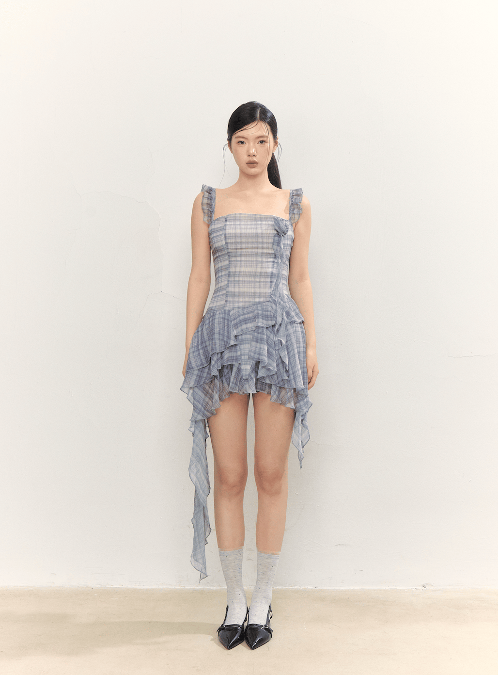 トリートユアセルフ シアーフリルティアードドレス ミニワンピ 【最終