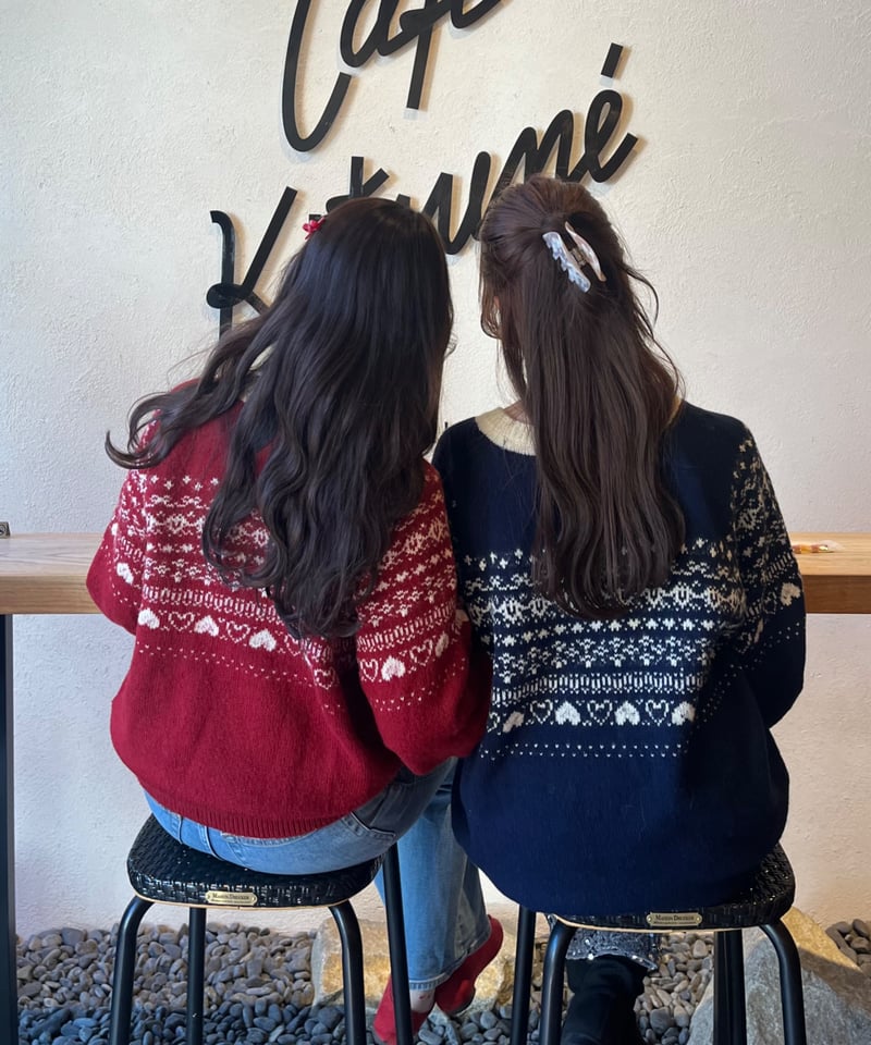 Treat LOVE sweater (navy×ivory) | Treat ürself