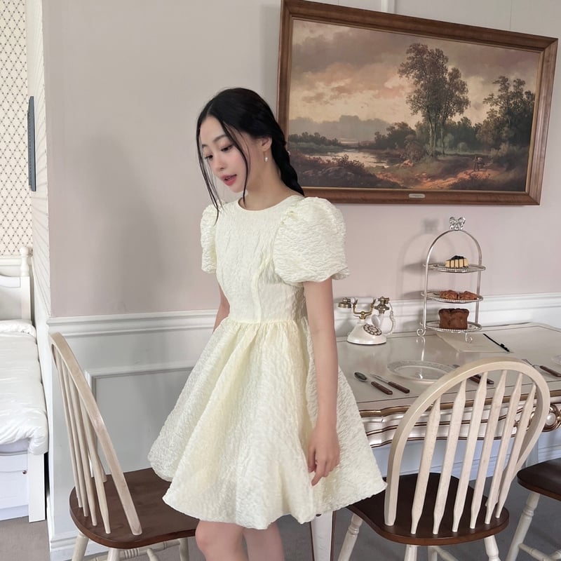 ワンピース \"Balloon flower\" jacquard one-piece Flower petal jacquard balloon one-piece | ファッション通販