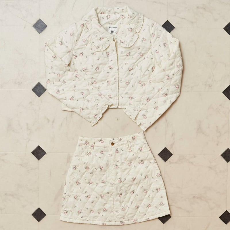 Flower garden” quilting set up (pink/off white