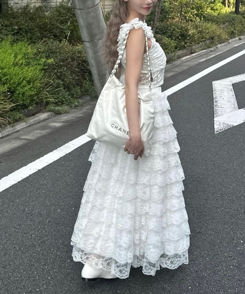 girly lace frill long skirt | Treat ürself
