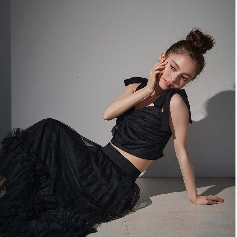 Ballerina” ribbon tulle bustier (black) | Trea