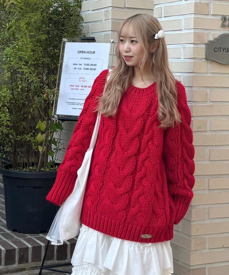 トリートユアセルフ　ピンク トリートユアセルフ big cable knit pink(本日まで価格)