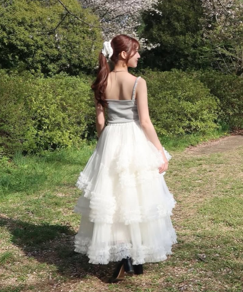 5月上旬配送】”Ballerina” blooming tulle skirt(white