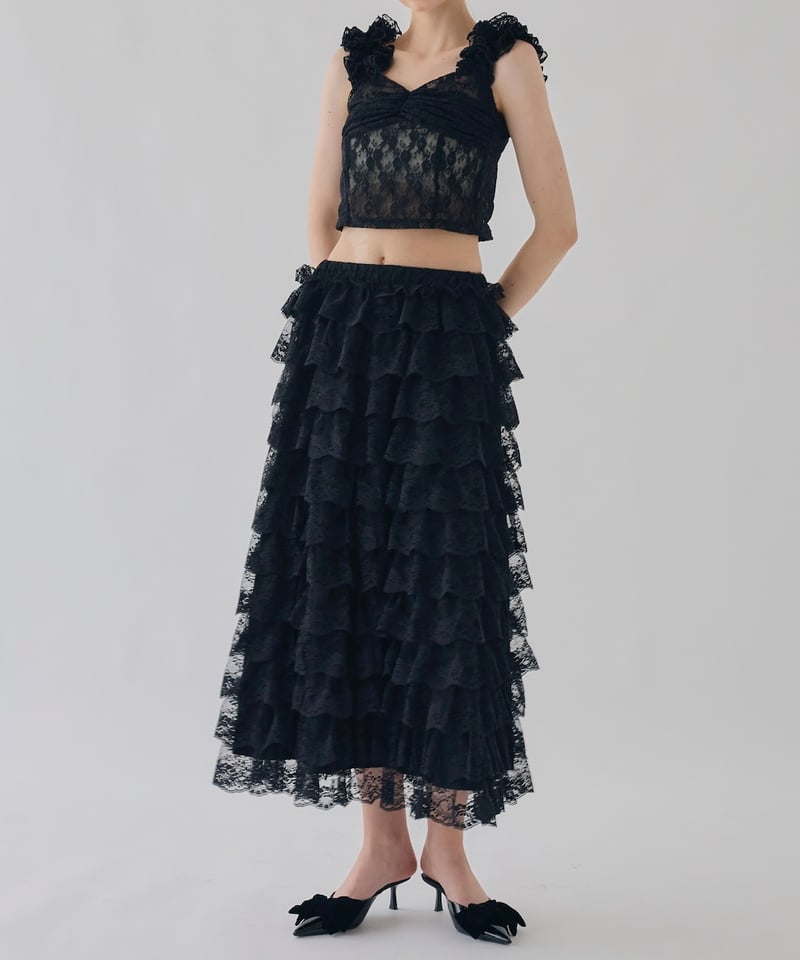 トリートユアセルフTreatGirl's tulle frill jersey 新品 Treat Girl's tulle frill jersey black