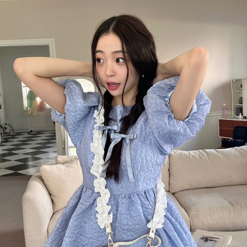 Back ribbon flower mini one piece エムエメ M me eme エムエメ