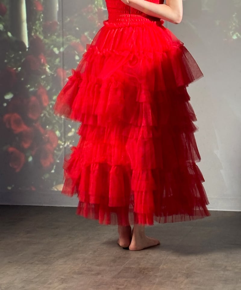 Ballerina” blooming tulle dress(red) | Treat