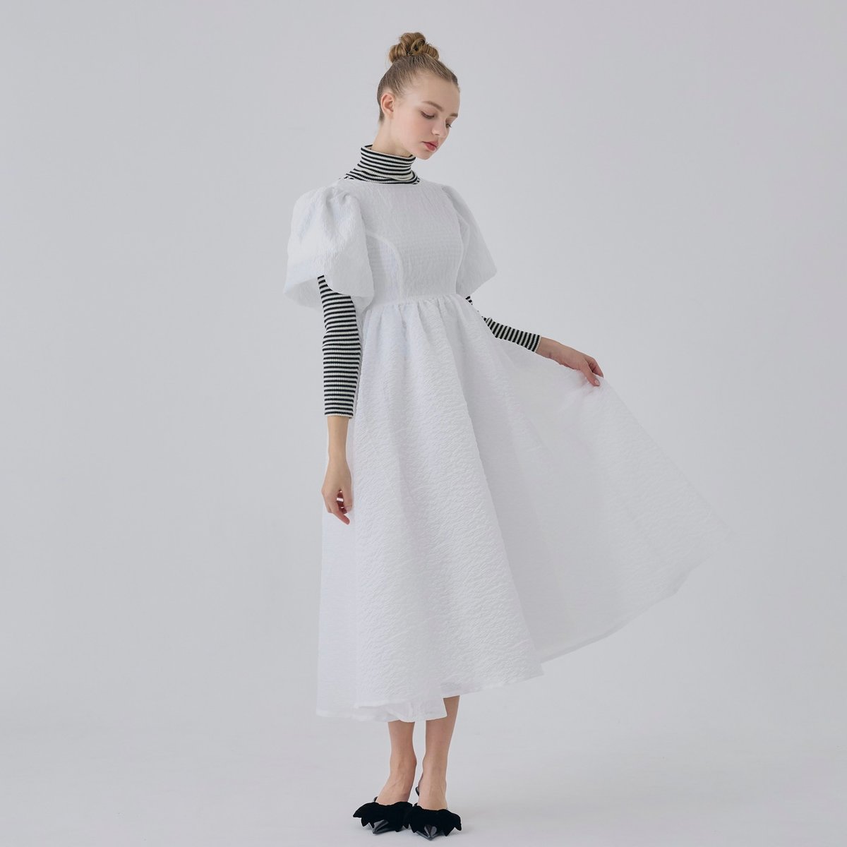 treat urself Balloon flower jacquard ワンピ トリートユアセルフ