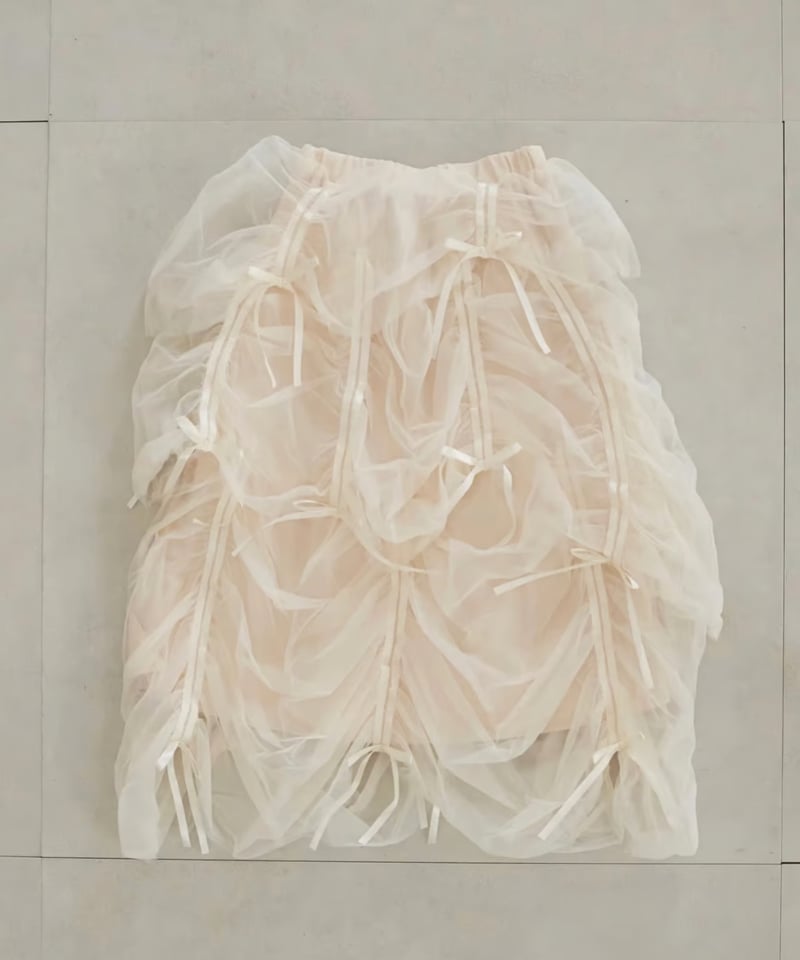 Ballerina” drawstring ribbon skirt (ivory) | T Ballerina” drawstring ribbon skirt (ivory) | T