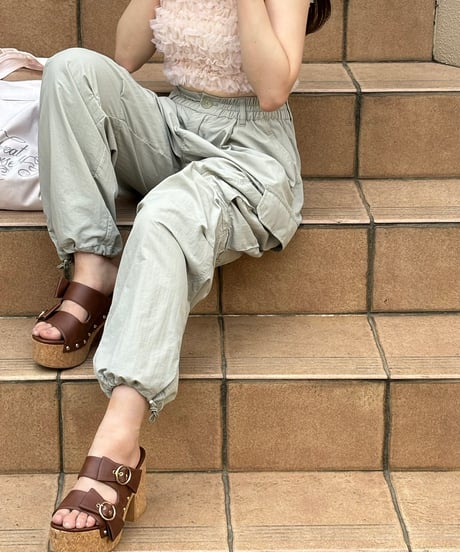 Ribbon wedge sole sandals