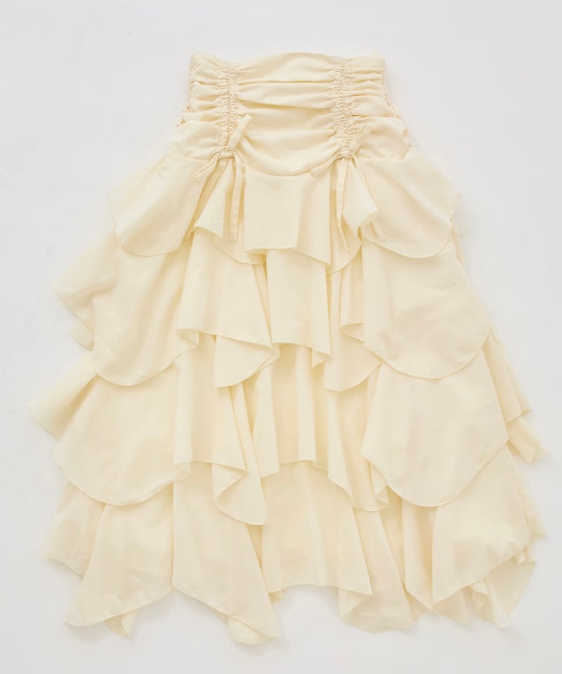 drawstring ribbon tiered long skirt | Treat ürself