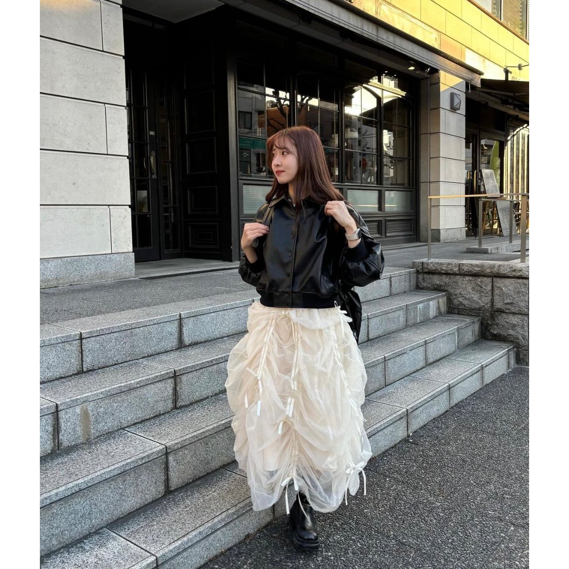 Ballerina” drawstring ribbon skirt (ivory) | T Ballerina” drawstring ribbon skirt (ivory) | T
