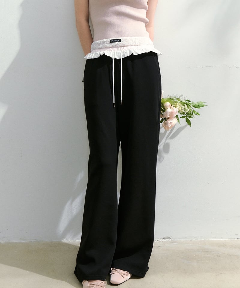 トリートユアセルフ Double waist lace pants グレー Double waist lace pants – Treat Ürself