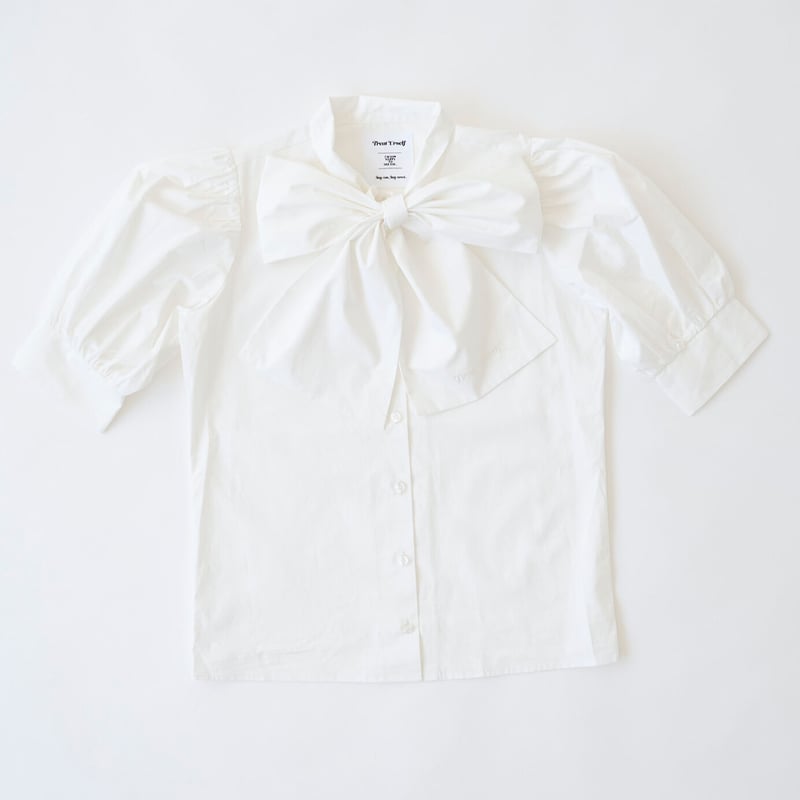 Kitten ribbon tie blouse(white) | Treat ürself