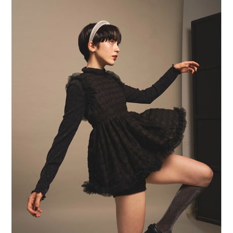 "Ballerina" feather peplum tops(black)