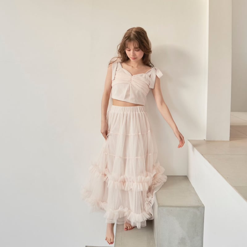 Ballerina” ribbon tulle bustier(baby pink) | T 
