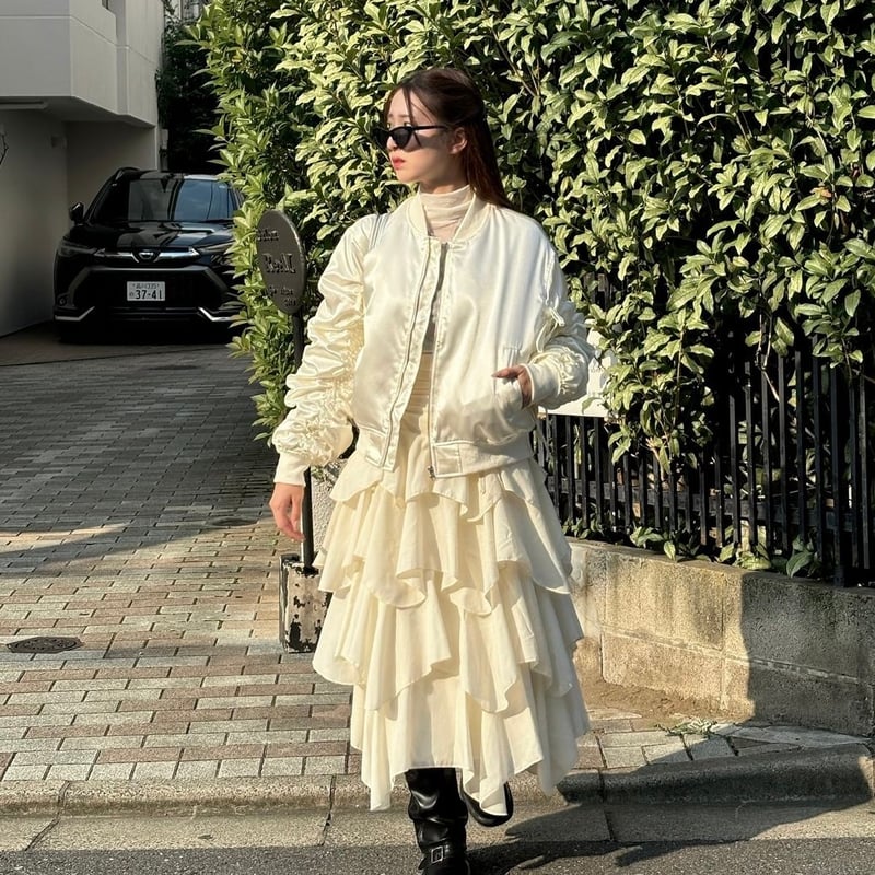 treat urself Girly ribbon MA-1 ivory｜MA-1 