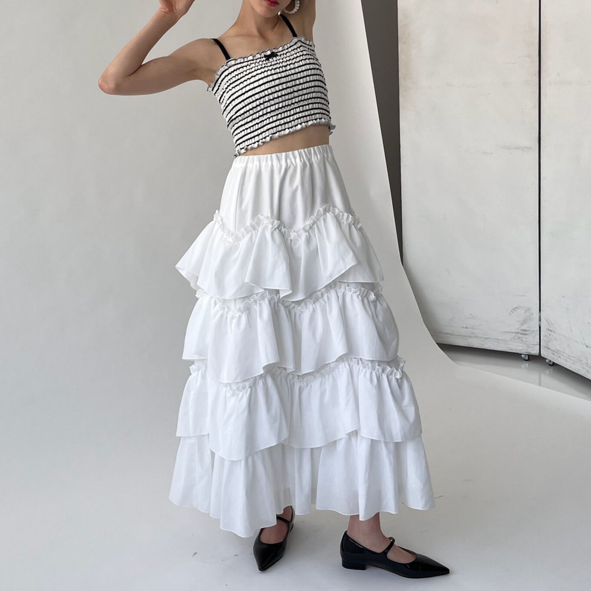 treaturself ballerina pure tiered skirt - ロングスカート