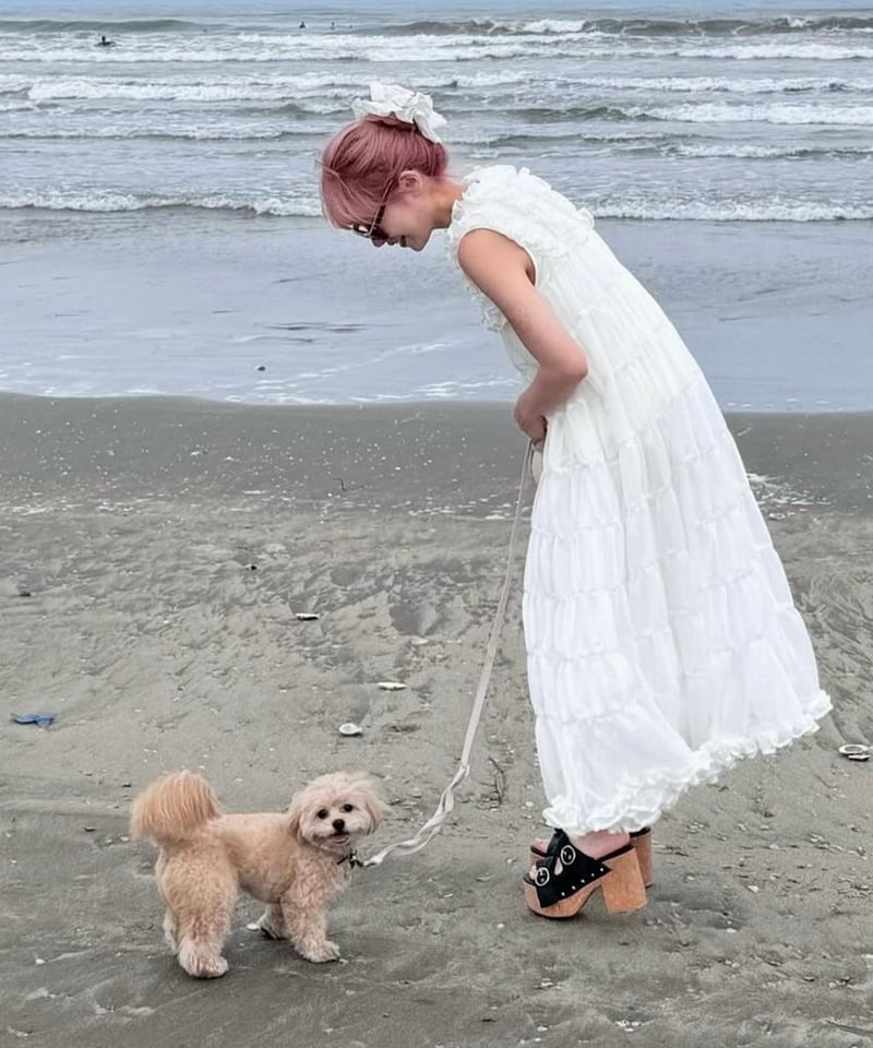 Sheer frill tiered dress (white) | Treat ürself