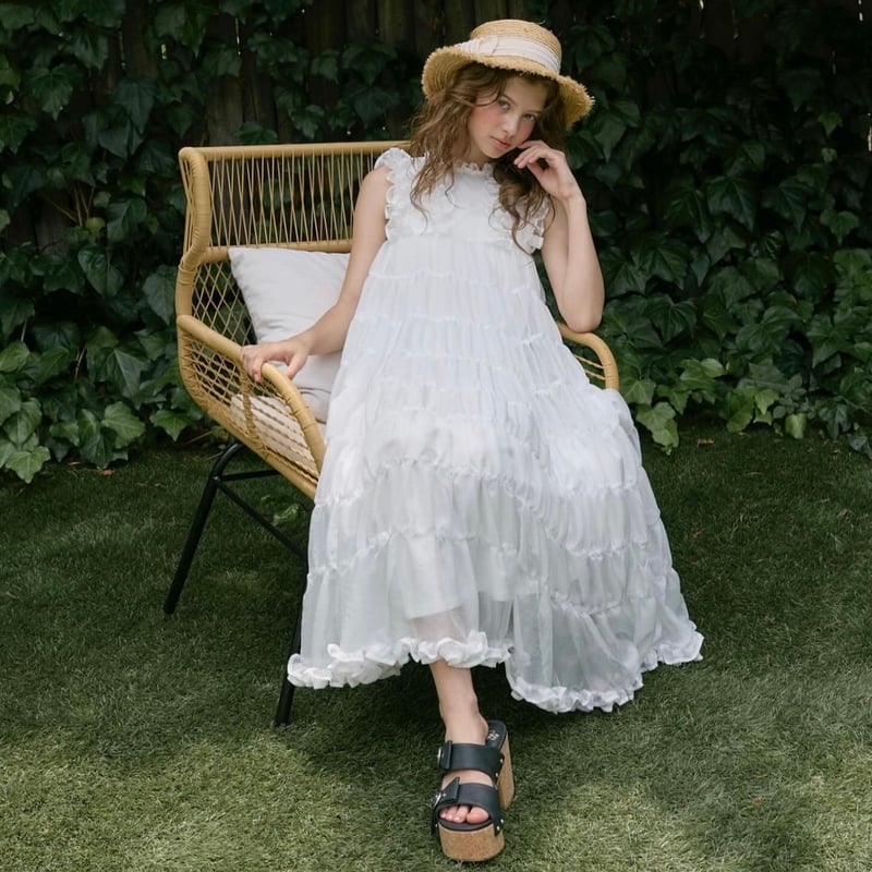 Treat ürself Sheer frill tiered dress