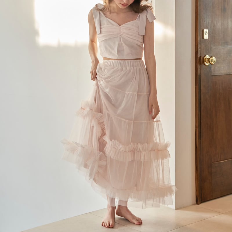 Ballerina” ribbon tulle skirt (baby pink) | Tr...