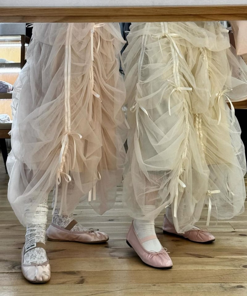 Ballerina drawstring ribbon skirt ivory