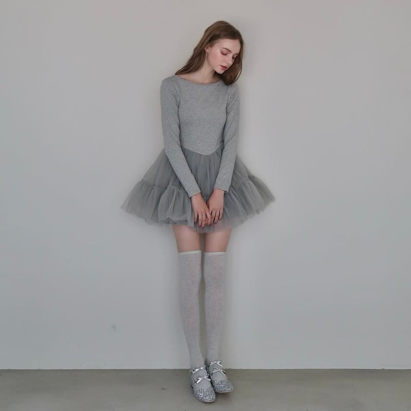 Ballet docking tulle mini dress gray